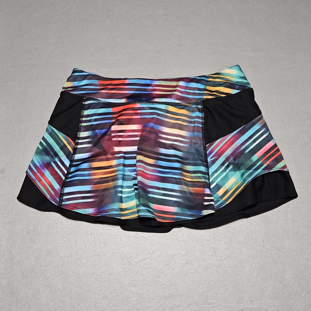 Athleta Laser Beam Bustle Skort Sz Small Secure Pocket Multicolor Athletic Skirt